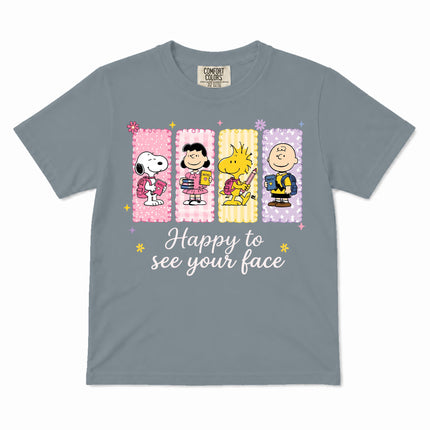 Comfort Colors Back To School Happy To See Your Face Classroom Kid T-Shirt