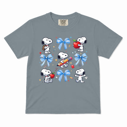 Comfort Colors Back To School Blue Bow School Supplies Kid T-Shirt