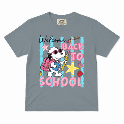 Comfort Colors Welcome Back To School Pink Backpack First Day Kid T-Shirt
