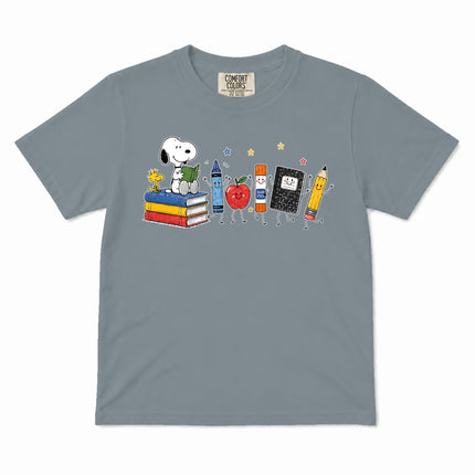 Comfort Colors Back To School Books Pencil Apple Supplies Kid T-Shirt