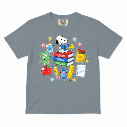Comfort Colors Back To School Learn Grow Succeed Books Kid T-Shirt