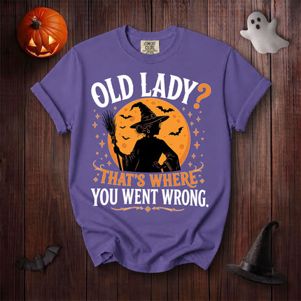 Comfort Colors Old Lady Witch Funny Halloween Moon Graphic T-Shirt
