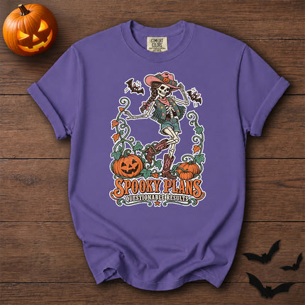 Comfort Colors Halloween Cowgirl Skeleton Pumpkin Graphic T-Shirt