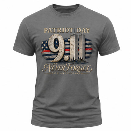 9/11 Patriot Day Never Forget 25th Anniversary September 11 Memorial T-Shirt