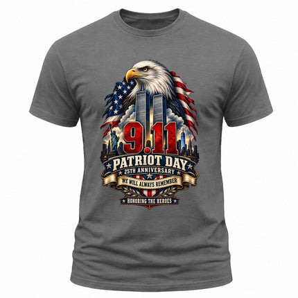 9/11 Patriot Day 25th Anniversary Never Forget Memorial Honoring Heroes T-Shirt