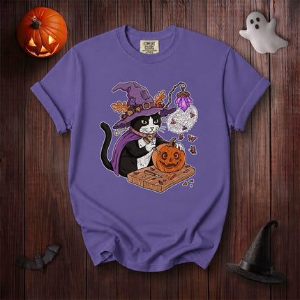 Comfort Colors Black Cat Halloween Witch Pumpkin Carving T-Shirt