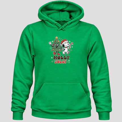 Holly Jolly Christmas Tree Candy Cane Retro Hoodie