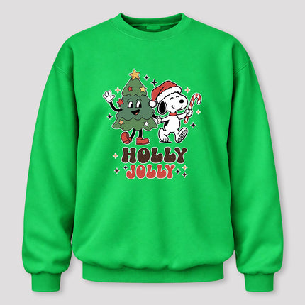 Holly Jolly Christmas Tree Candy Cane Retro Sweatshirt