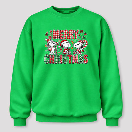 Merry Christmas Plaid Candy Cane Holiday Sweatshirt