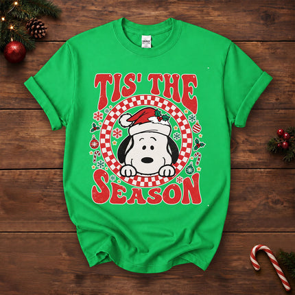 Tis The Season Christmas Retro Checkered Santa Hat T-Shirt