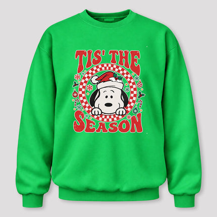 Tis The Season Christmas Retro Checkered Santa Hat Sweatshirt