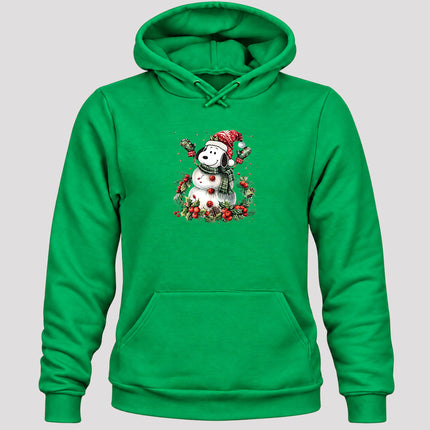 Christmas Snowman Santa Hat Holly Berries Hoodie