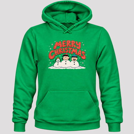 Merry Christmas Retro Snowmen Winter Scene Hoodie