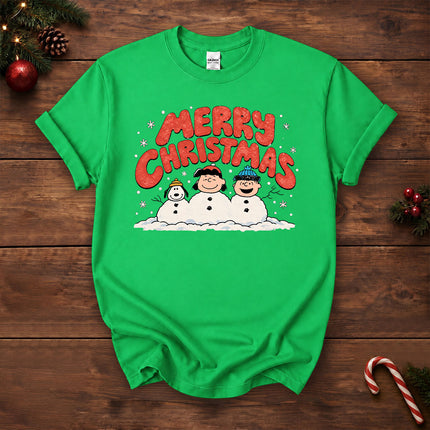 Merry Christmas Retro Snowy Winter Graphic T-Shirt