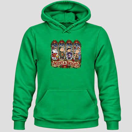 Merry and Bright Christmas Vintage Winter Village Hoodie