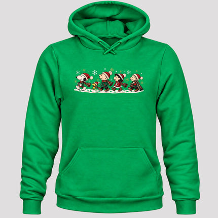 Christmas Winter Walk Plaid Scarves Snowflakes Hoodie