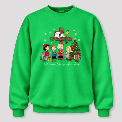 Oh Come Let Us Adore Him Christmas Cross Sweatshirt