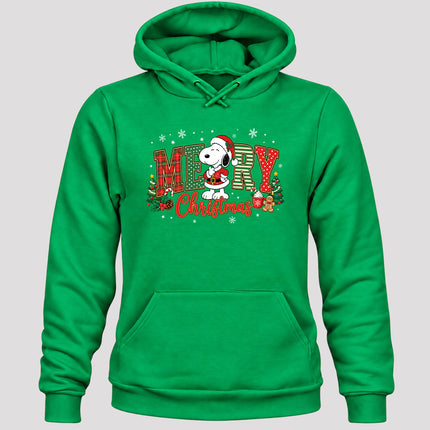 Merry Christmas Plaid Lettering Holiday Trees Hoodie
