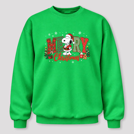 Merry Christmas Plaid Lettering Holiday Trees Sweatshirt