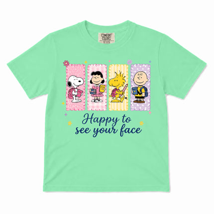 Comfort Colors Back To School Happy To See Your Face Classroom Kid T-Shirt
