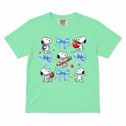 Comfort Colors Back To School Blue Bow School Supplies Kid T-Shirt