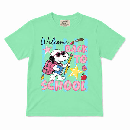 Comfort Colors Welcome Back To School Pink Backpack First Day Kid T-Shirt
