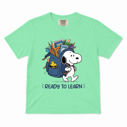 Comfort Colors Back To School Ready To Learn Backpack Kid T-Shirt