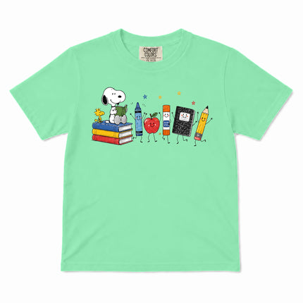Comfort Colors Back To School Books Pencil Apple Supplies Kid T-Shirt