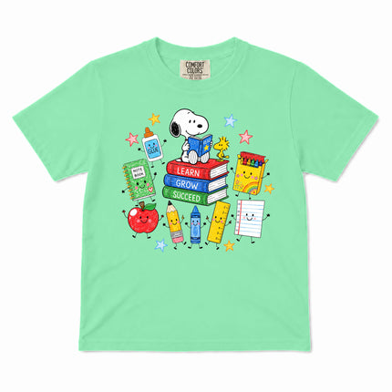Comfort Colors Back To School Learn Grow Succeed Books Kid T-Shirt