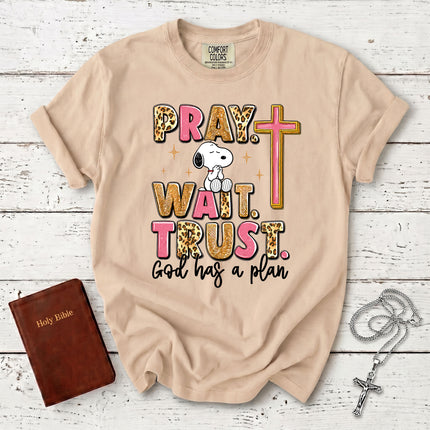 Comfort Colors Pray Wait Trust God Has a Plan Christian Faith T-Shirt