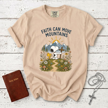 Comfort Colors Faith Can Move Mountains Christian Cross T-Shirt