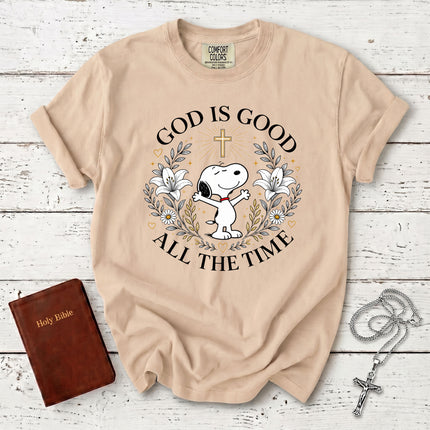 Comfort Colors God Is Good All The Time Christian Cross Lily Easter Gift T-Shirt