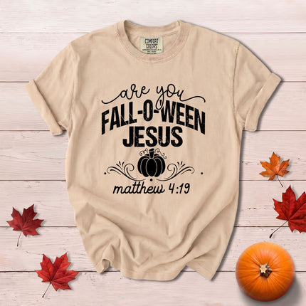 Comfort Colors Fall Autumn Christian Jesus Pumpkin Halloween Matthew 4 19 T-Shirt