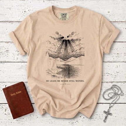 Comfort Colors Psalm 23 He Leads Me Beside Still Waters Christian T-Shirt