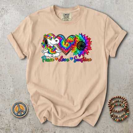 Comfort Colors Peace Love Sunshine Rainbow Sunflower Hippie T-Shirt