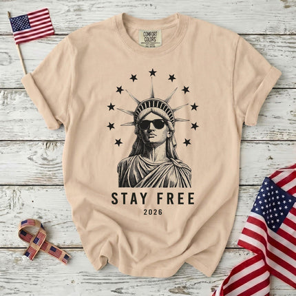 Comfort Colors Stay Free 2026 250th Anniversary USA Sunglasses Statue T-Shirt