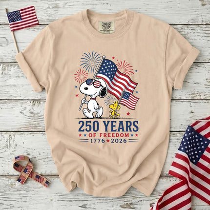 Comfort Colors 250 Years Of Freedom USA Marching Flag Dog T-Shirt