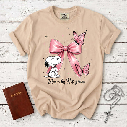 Comfort Colors Bloom by His Grace Butterfly Bow Christian T-Shirt