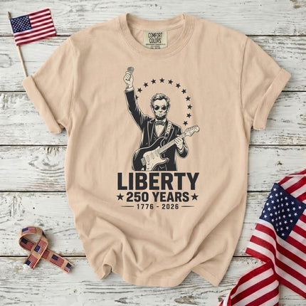 Comfort Colors Liberty 250 Years Rocking Abraham Lincoln Guitar T-Shirt