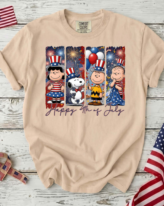 IVORY_4d1431cb-dbd3-460e-8fb7-bd3bc1ece05a - AuraNations - Comfort Colors Happy 4th Of July Patriotic Fireworks Friends T-Shirt - Ivory / S - 250TH ANNIVERSARY, ALL, COMFORT COLORS, NO CUSTOM, PRODUCTS, SNPY, TSHIRT