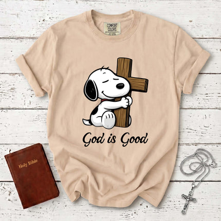 Comfort Colors God Is Good Wooden Cross Christian T-Shirt