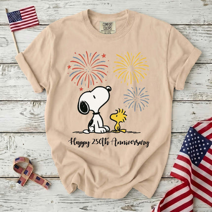 Comfort Colors Happy 250th Anniversary USA Fireworks Watching Dog T-Shirt