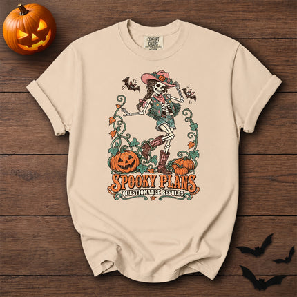 Comfort Colors Halloween Cowgirl Skeleton Pumpkin Graphic T-Shirt