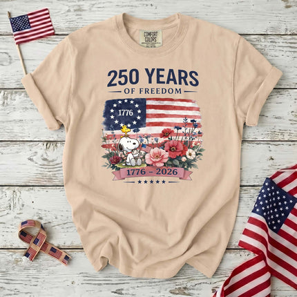 Comfort Colors 250 Years Of Freedom 1776-2026 Patriotic Floral Dog T-Shirt