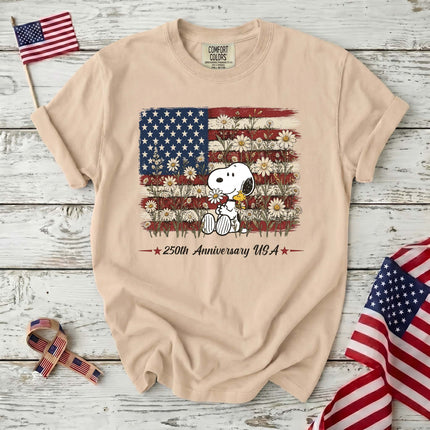 Comfort Colors 250th Anniversary USA Daisy Flag Dog T-Shirt