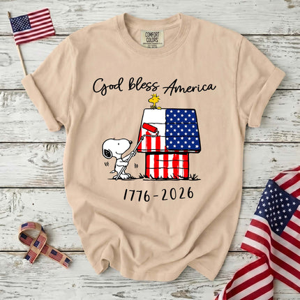 Comfort Colors 250th Anniversary USA God Bless America Flag Painting Dog T-Shirt