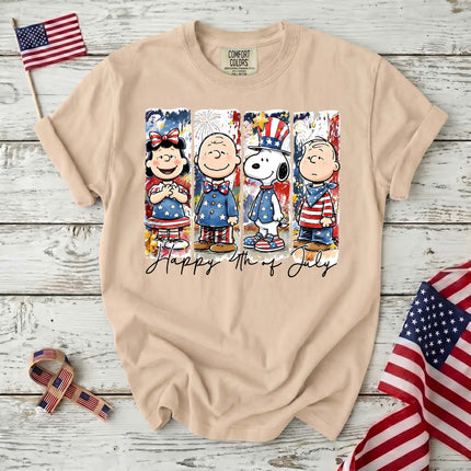 Comfort Colors Happy 4th Of July Red White Blue Panel Friends T-Shirt