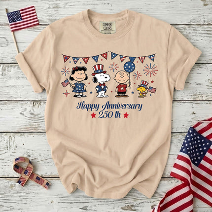 Comfort Colors Happy 250th Anniversary USA Patriotic Bunting Squad T-Shirt