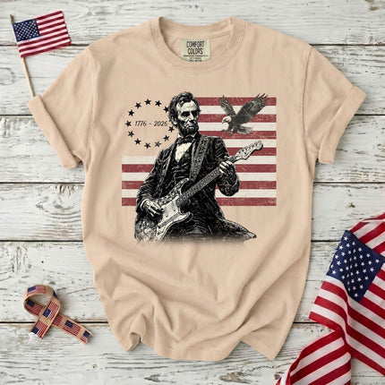 Comfort Colors 250th Anniversary USA Abraham Lincoln Guitar Flag T-Shirt