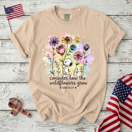 Comfort Colors Consider How the Wildflowers Grow Bible Verse T-Shirt